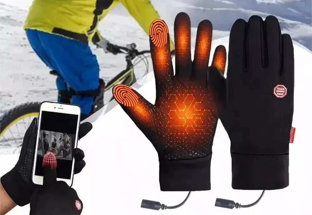 Heated Winter Gloves with Touchscreen Compatibility, Non-Slip Grip, Wrist Closure, USB Rechargeable, Smartphone Friendly | Sansoti