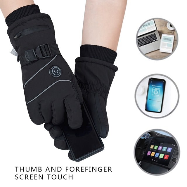 Heated Gloves Rechargeable USB Touchscreen 3 Heat Settings Windproof Winter Ski Outdoor Thermal | Sansoti