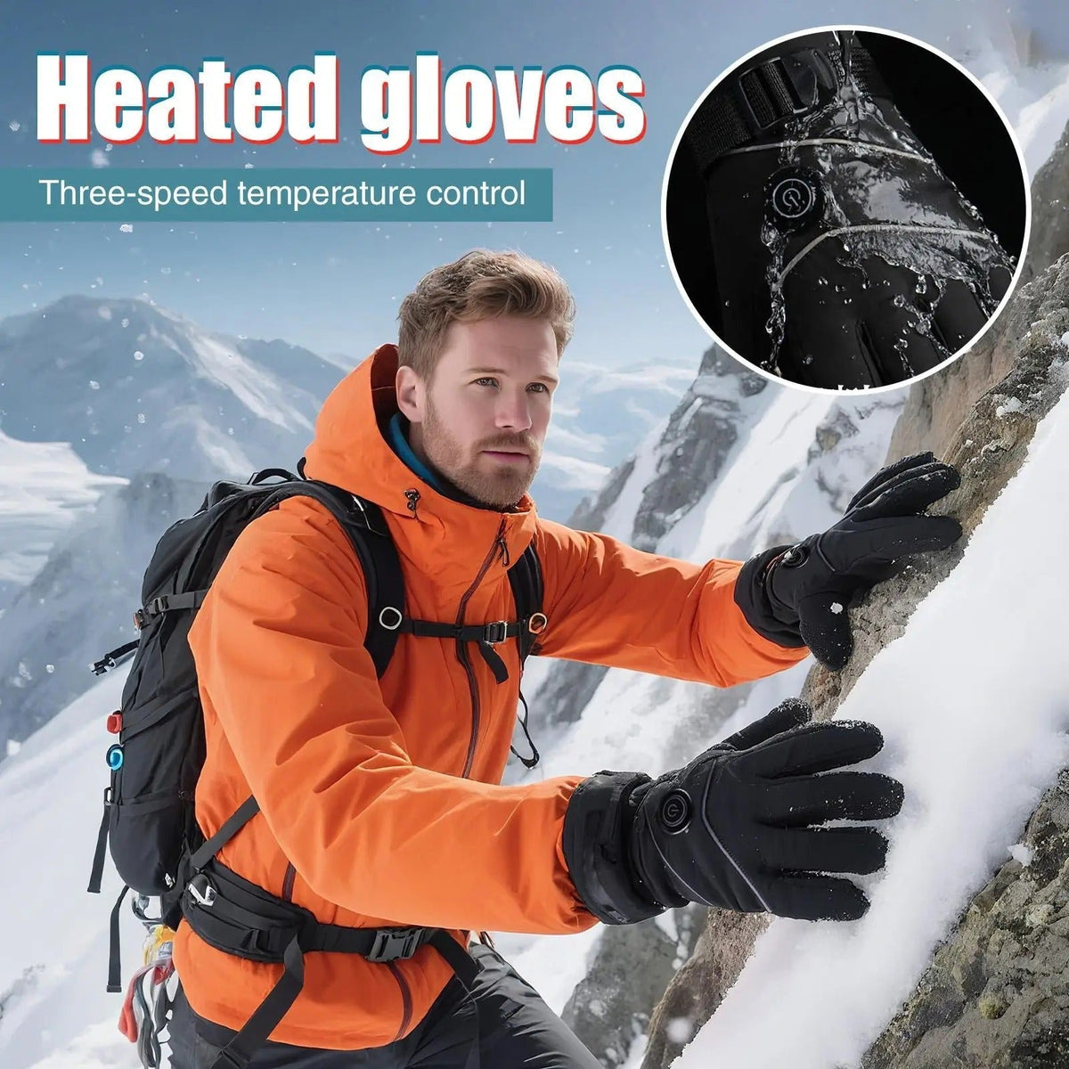 Heated Gloves Rechargeable USB Touchscreen 3 Heat Settings Windproof Winter Ski Outdoor Thermal | Sansoti