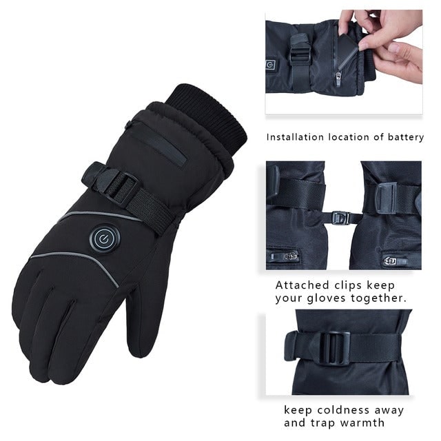 Heated Gloves Rechargeable USB Touchscreen 3 Heat Settings Windproof Winter Ski Outdoor Thermal | Sansoti