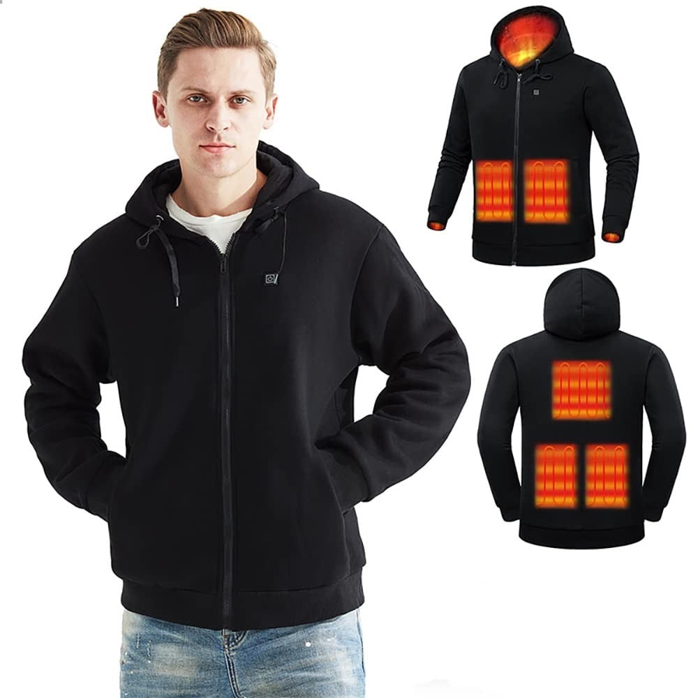 Beheizter Hoodie mit USB-Anschluss und verstellbaren Heizzonen für Arbeiten im Freien, Camping, Wandern und den Winter | Sansoti