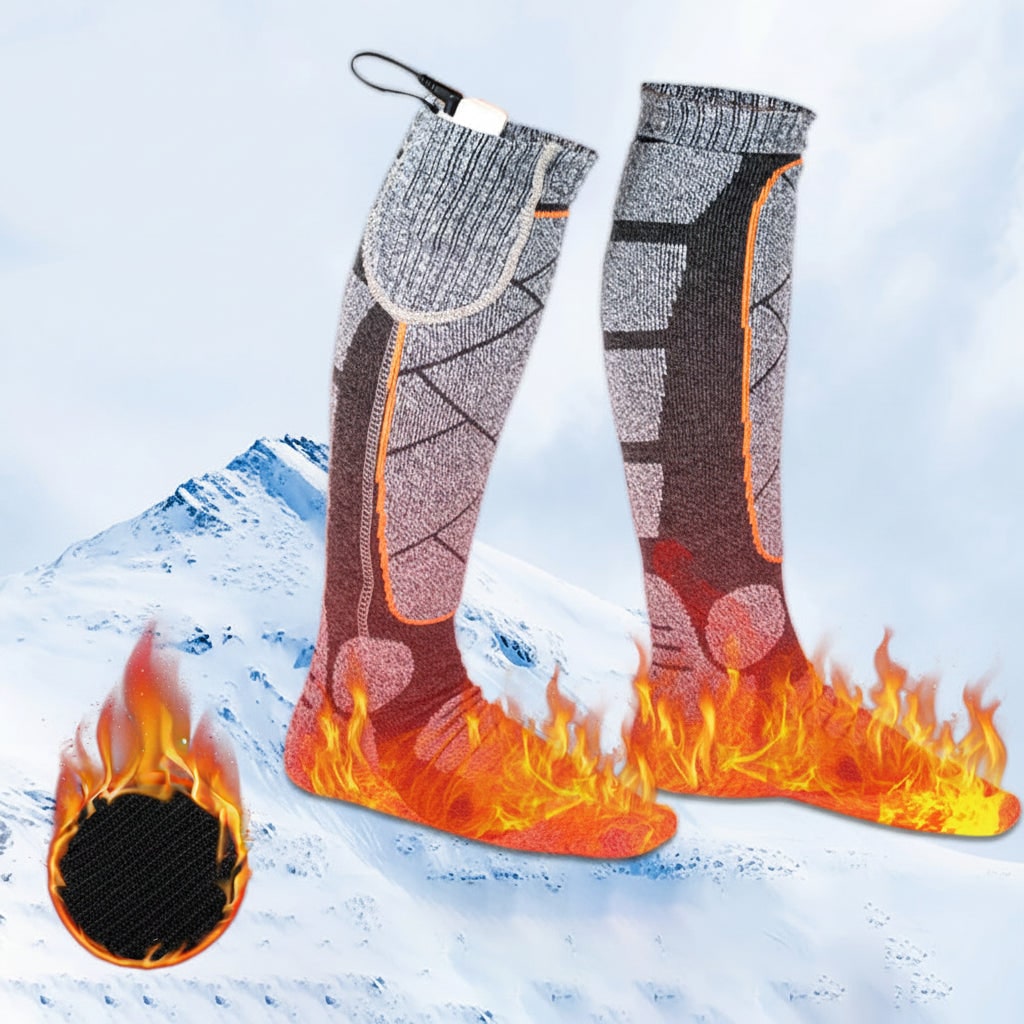 Electric Heated Knee-High Socks, Rechargeable with Battery, Warm Comfort for Skiing, Hiking, Winter, and Outdoor Activities | Sansoti