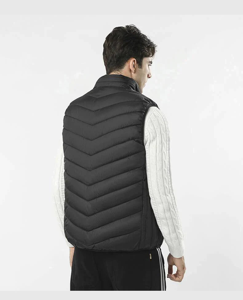 Heatable Thermal Vest Windproof & Waterproof 5 Heating Zones Three Temperature Settings Black Blue | Sansoti