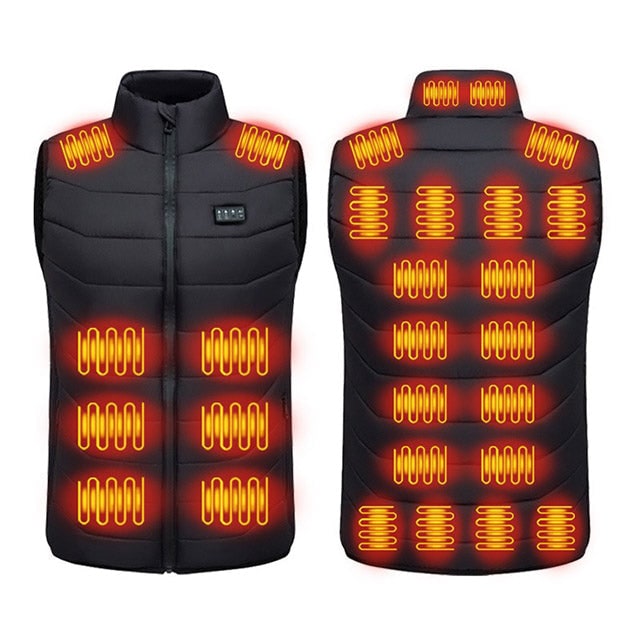 Beheizbare Weste Aufladbar USB Mehrere Heizzonen Wattiert Winddicht Unisex Bodywarmer Outdoor | Sansoti