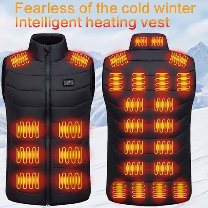 Beheizbare Weste Aufladbar USB Mehrere Heizzonen Wattiert Winddicht Unisex Bodywarmer Outdoor | Sansoti