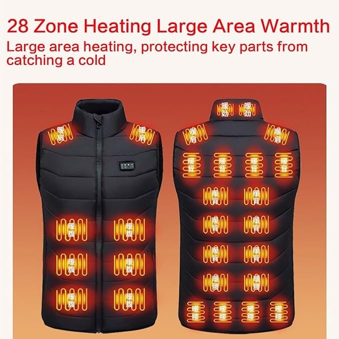 Beheizbare Weste Aufladbar USB Mehrere Heizzonen Wattiert Winddicht Unisex Bodywarmer Outdoor | Sansoti