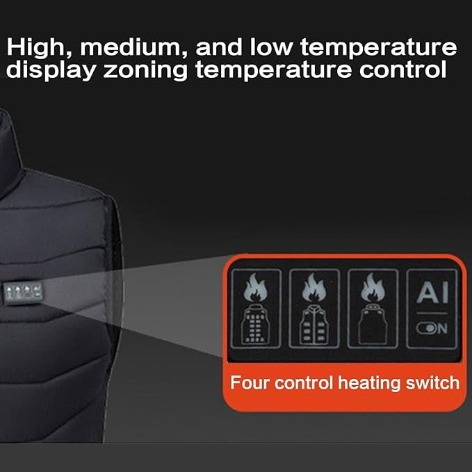 Beheizbare Weste Aufladbar USB Mehrere Heizzonen Wattiert Winddicht Unisex Bodywarmer Outdoor | Sansoti