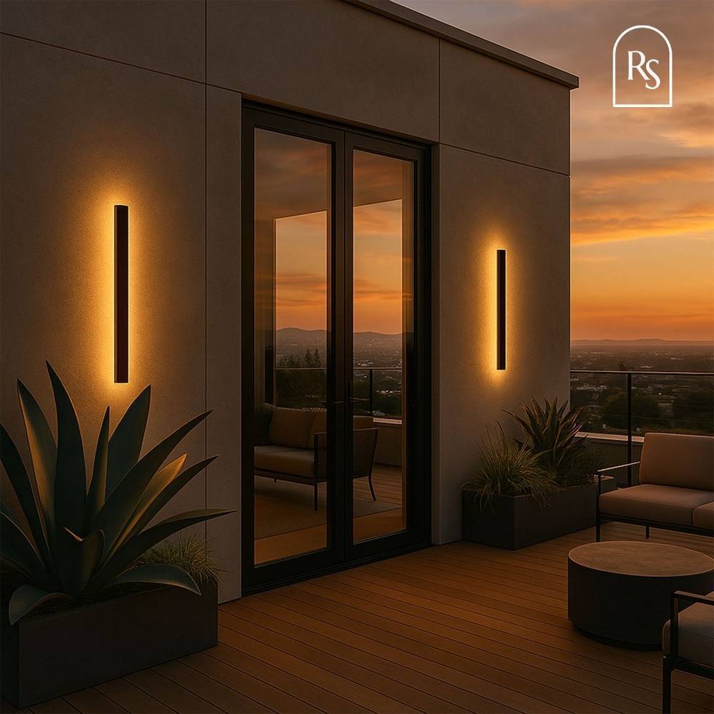 Moderne LED-Wandleuchte für Innen und Außen mit geradlinigem Design | Restfield