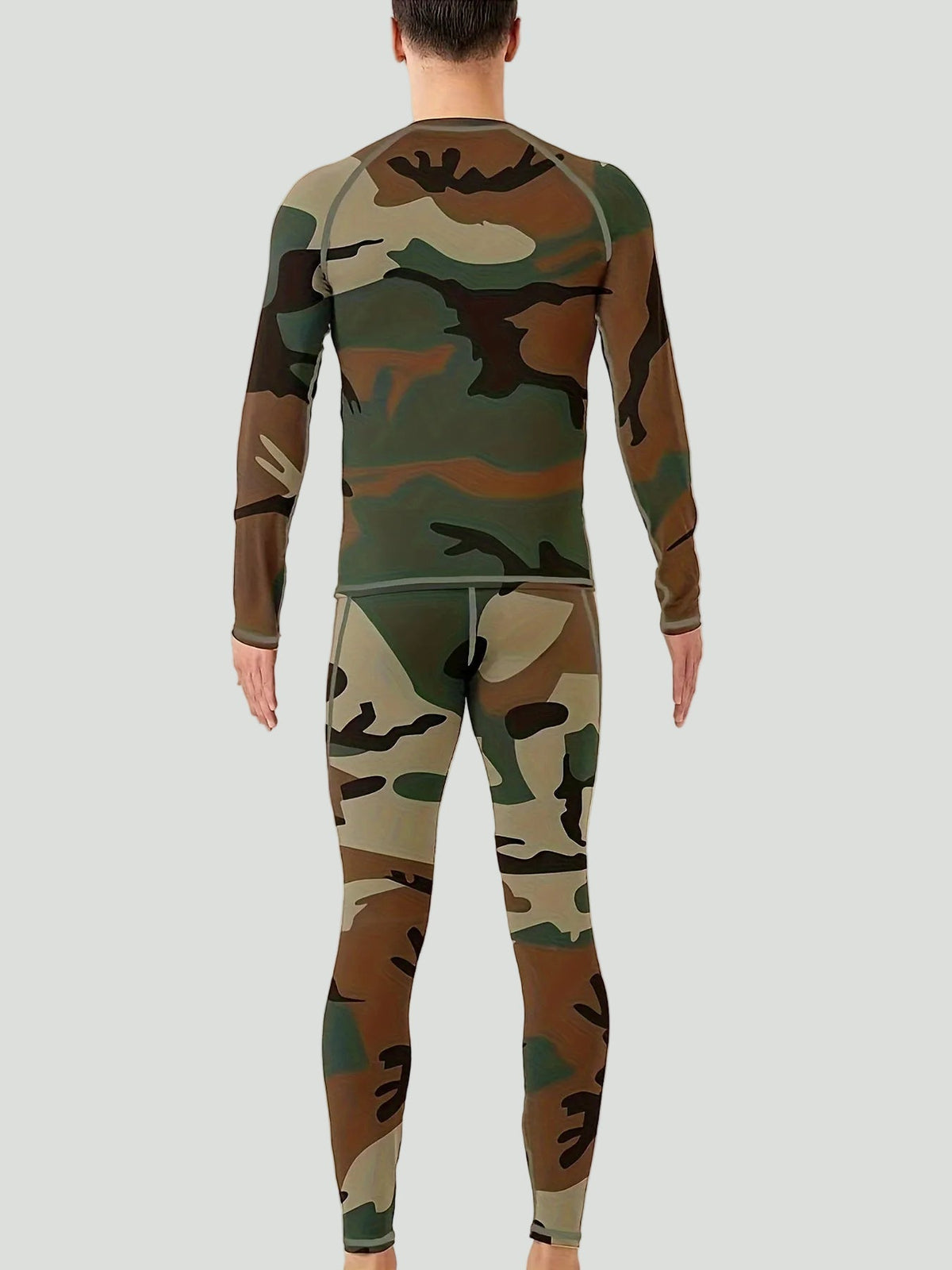 Thermische Herenset Lange Mouwen Fleecegevoerd Camouflage Basislaag Sportkleding Winter Outdoor Activewear | Sansoti