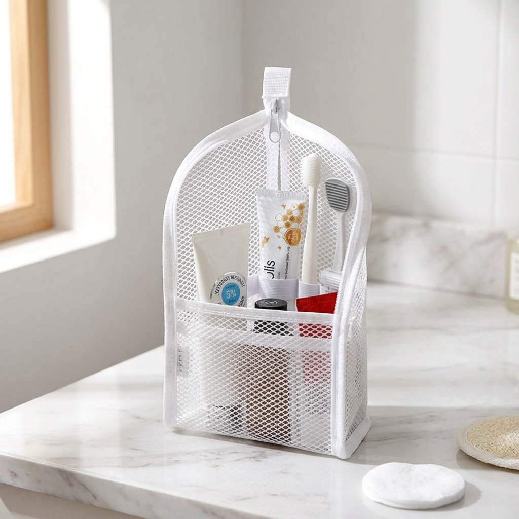 Staande Reistoilettas – Zelfstandige Travel Organizer met Verdelers voor Tandenborstel, Tandpasta en Accessoires | Sansoti