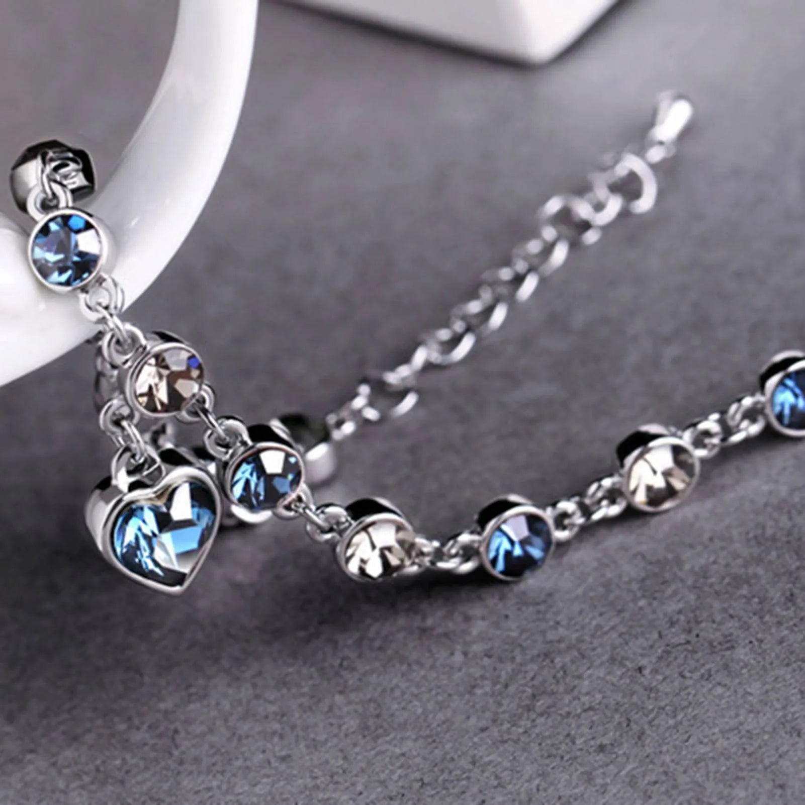 Oceaan Hart Kristallen Armband Zilver met Zirkonia Steentjes voor Vrouwen Elegant Sieraad | Sansoti