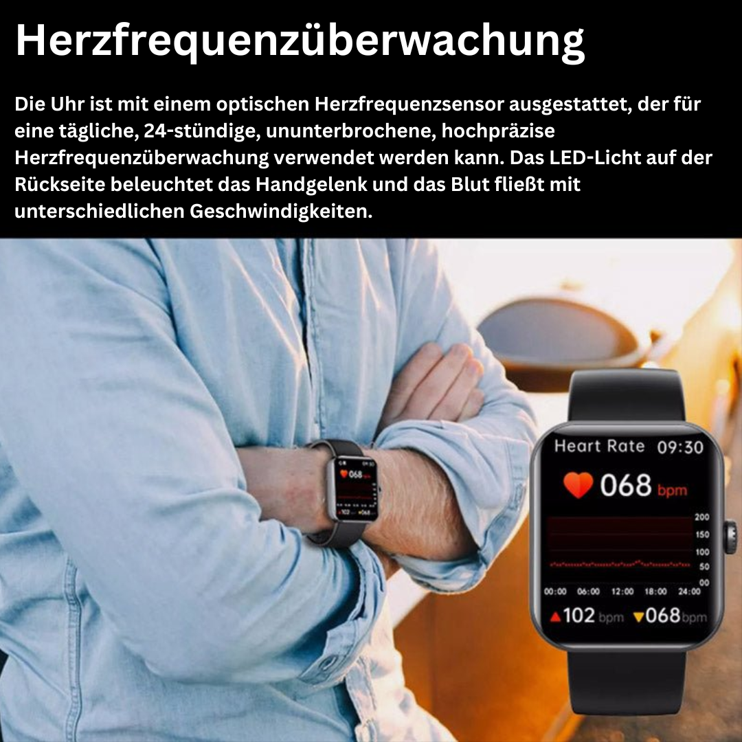 Smartwatch met Gezondheidsmeting Hartslagmeter Bloeddruk Zuurstofniveau Zwart Roze | Sansoti