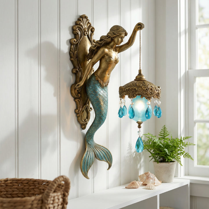 Wandlamp Zeemeermin Kunsthars Glas Kristal 20cm Slaapkamer Gang Woonkamer Sfeerverlichting Decoratieve Wandverlichting Binnen | Sansoti