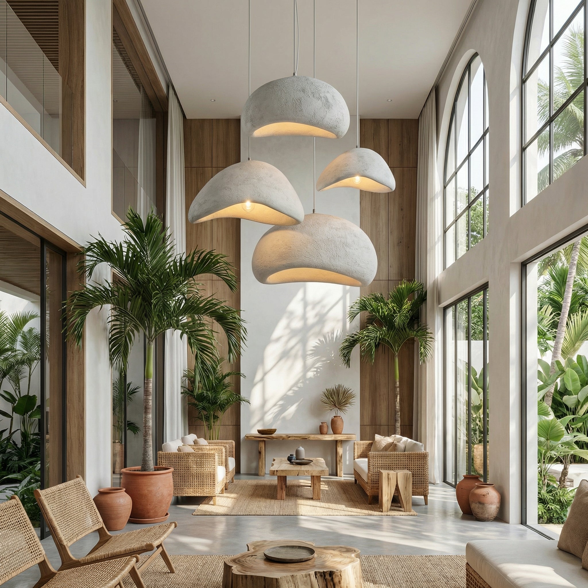 Minimalistische Hanglamp met Natuurlijke Textuur en Warm Sfeerlicht voor Eetkamer en Woonkamer | Sansoti