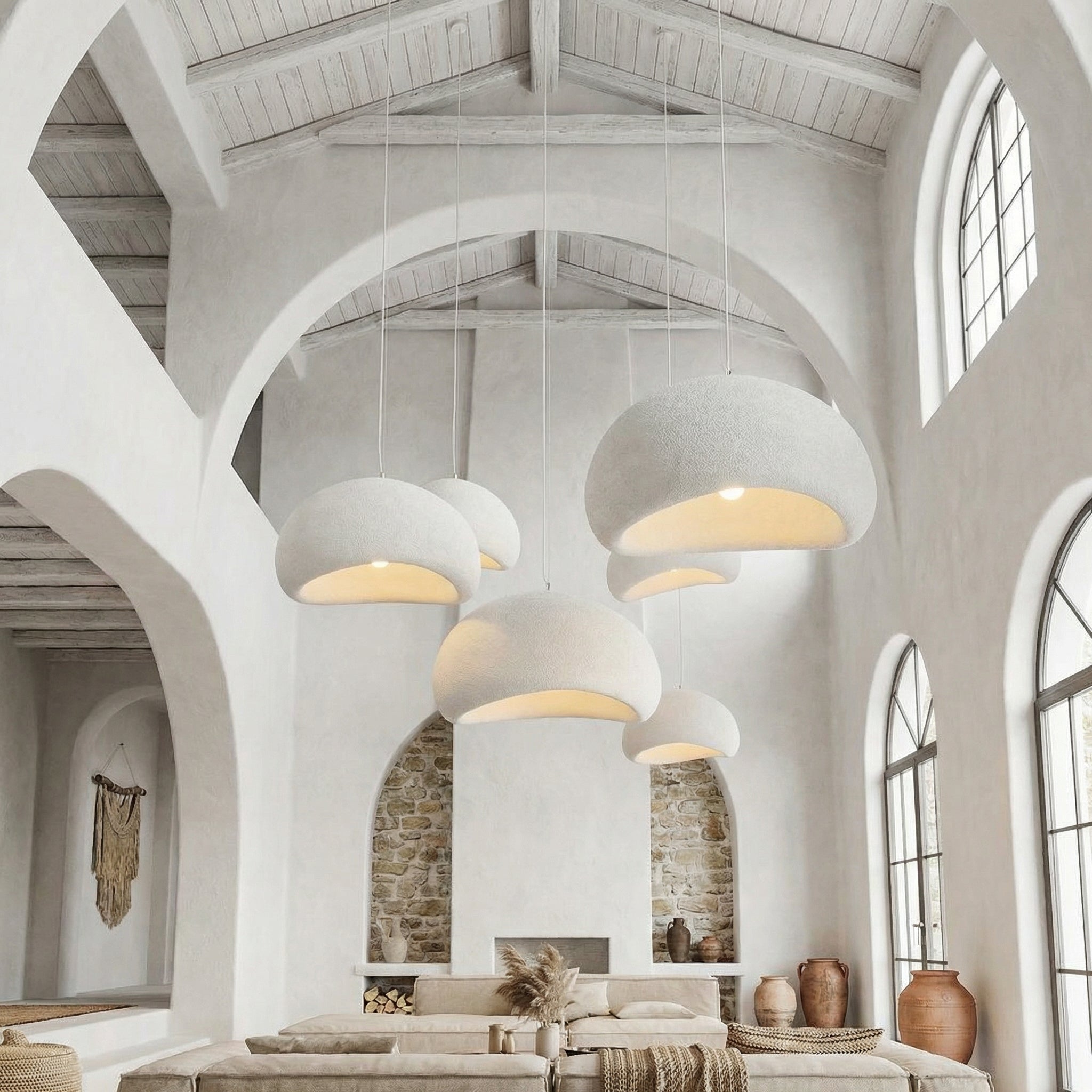 Minimalistische Hanglamp met Natuurlijke Textuur en Warm Sfeerlicht voor Eetkamer en Woonkamer | Sansoti