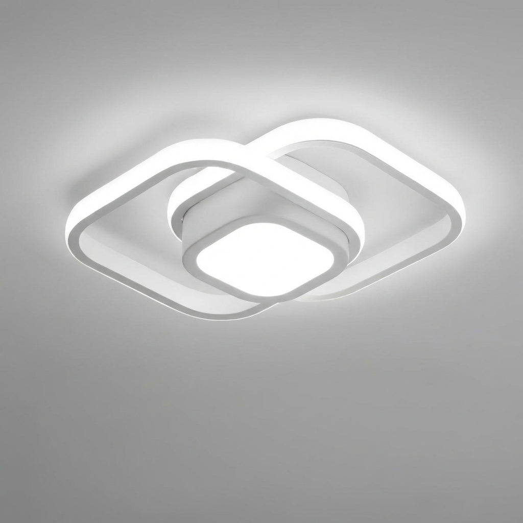 LED Plafondlamp Dubbel Ring Aluminium 24cm Woonkamer Slaapkamer Warm Wit Energiezuinig 18W Plafonnière | Sansoti