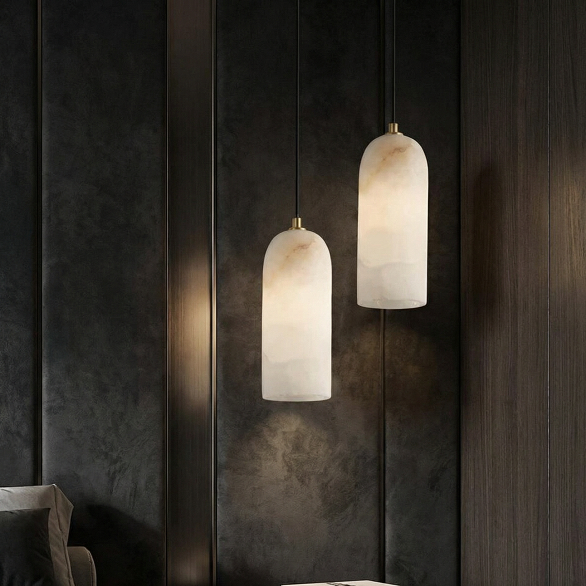 Marmeren Hanglamp met Koperen Afwerking – Moderne Scandinavische Verlichting | Sansoti