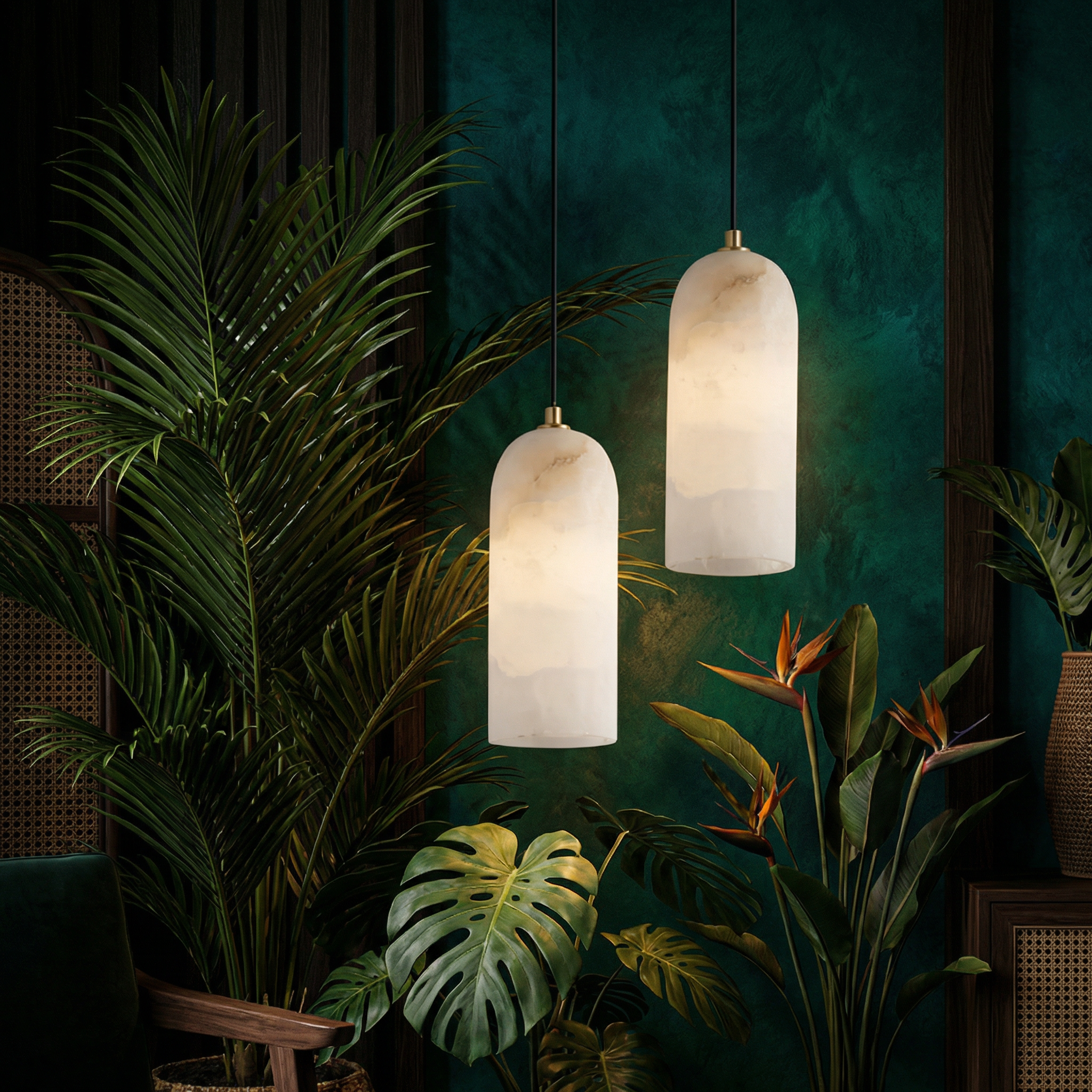 Marmeren Hanglamp met Koperen Afwerking – Moderne Scandinavische Verlichting | Sansoti
