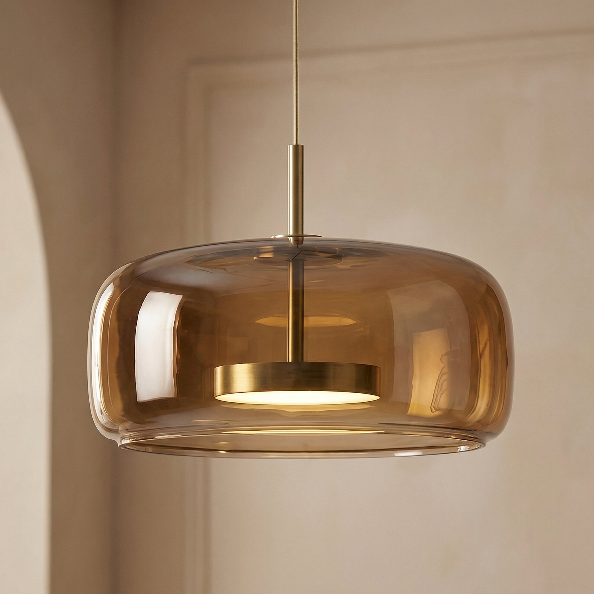 Scandinavische Glazen Hanglamp – Warm Sfeerlicht met Amber, Helder of Grijs Glas – Ø 15, 25 of 35 cm – Moderne Verlichting voor Keuken, Eetkamer en Woonkamer | Sansoti