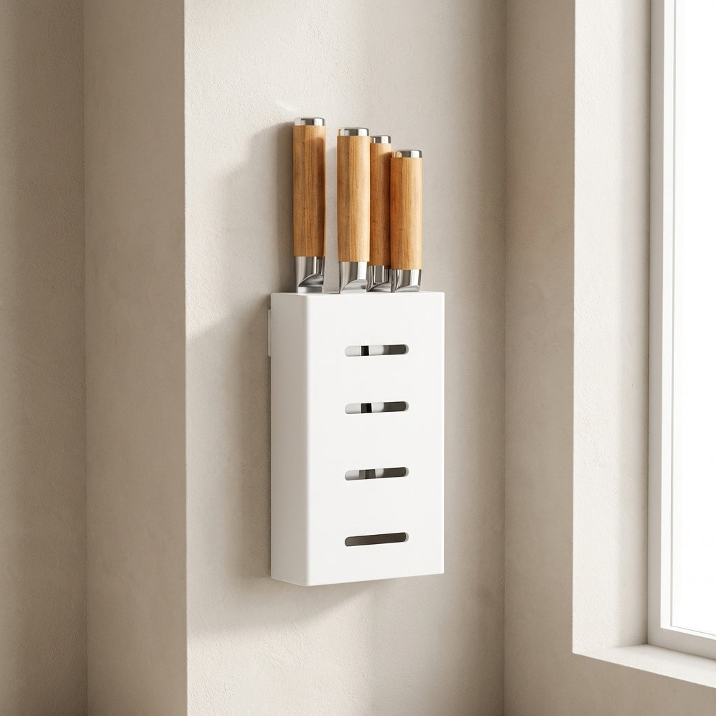 Messenhouder Voor Wandmontage met Kleefstrips – Praktische Keukenopberghouder Zonder Boren | Sansoti