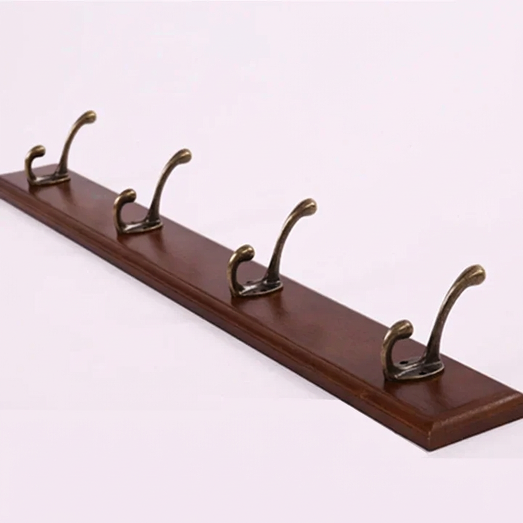 Wandkapstok Massief Hout 4-5 Haken Wit Beige Bruin Muurmontage | Kapstok Gang Hal Slaapkamer | Skandinavische Houten Kapstok | Sansoti