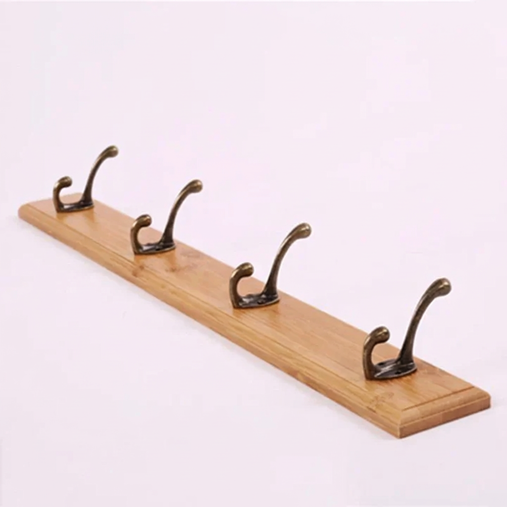 Wandkapstok Massief Hout 4-5 Haken Wit Beige Bruin Muurmontage | Kapstok Gang Hal Slaapkamer | Skandinavische Houten Kapstok | Sansoti