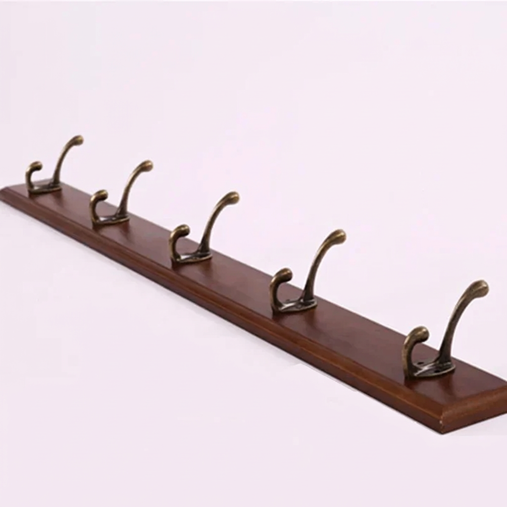 Wandkapstok Massief Hout 4-5 Haken Wit Beige Bruin Muurmontage | Kapstok Gang Hal Slaapkamer | Skandinavische Houten Kapstok | Sansoti