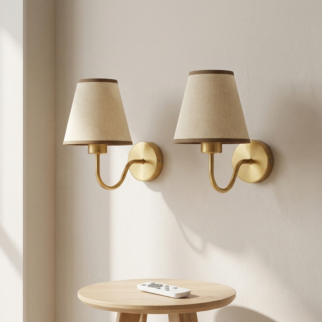 Oplaadbare LED Wandlamp met Afstandsbediening 5W Zwart Goud Accent voor Slaapkamer Hal Woonkamer Draadloze Verlichting | Sansoti