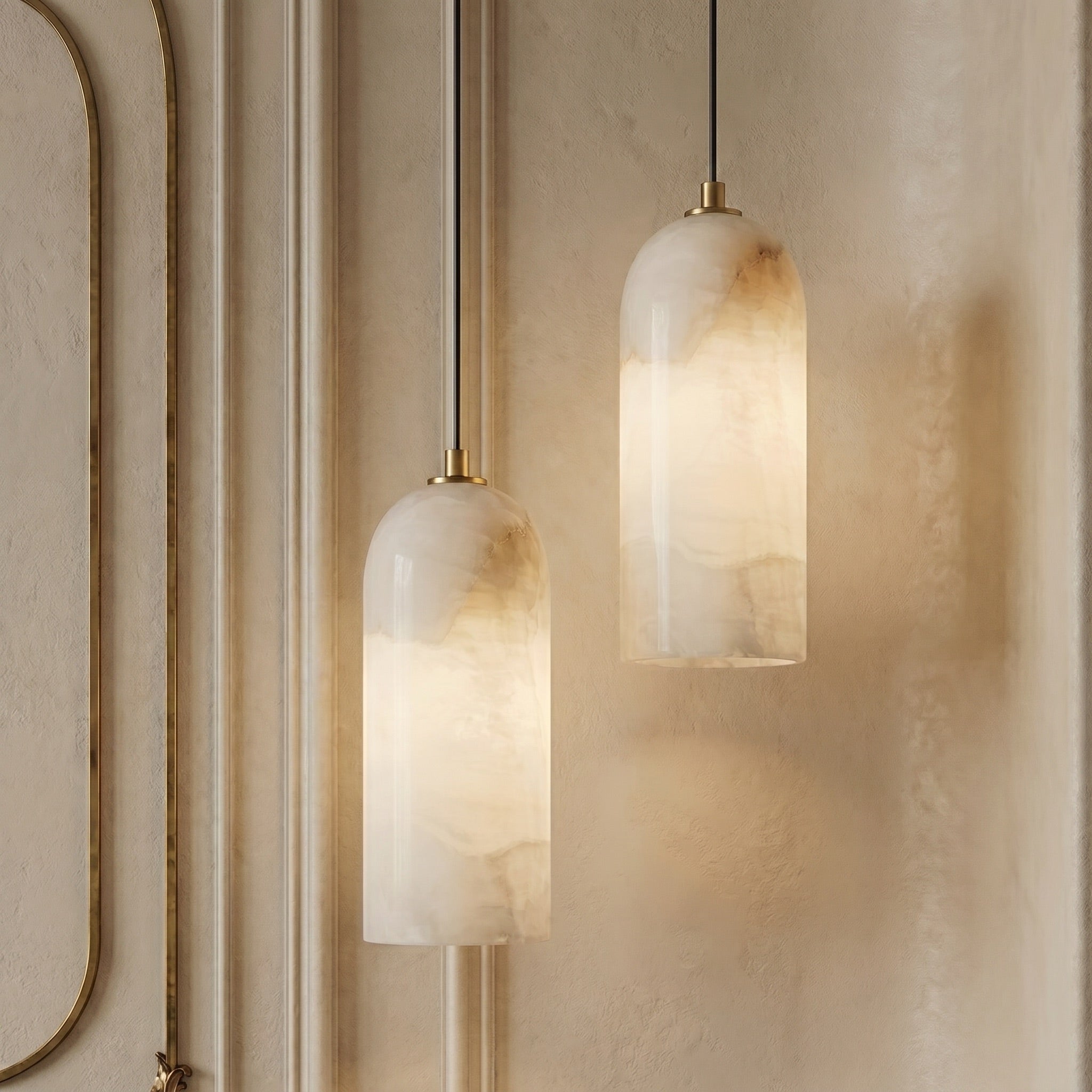 Marmeren Hanglamp met Koperen Afwerking – Moderne Scandinavische Verlichting | Sansoti