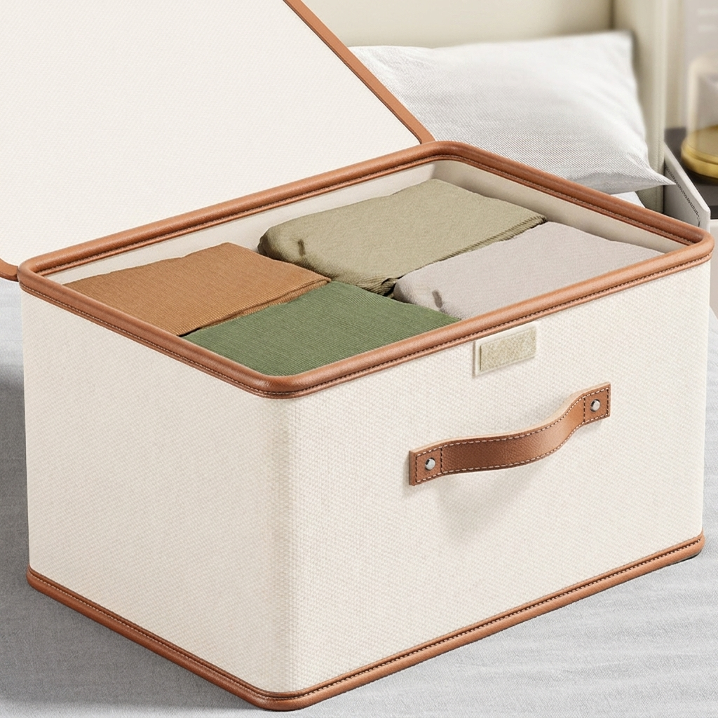 Opbergbox met Deksel en Handvatten Oxford Stof Inklapbaar voor Kast en Kamers | Sansoti