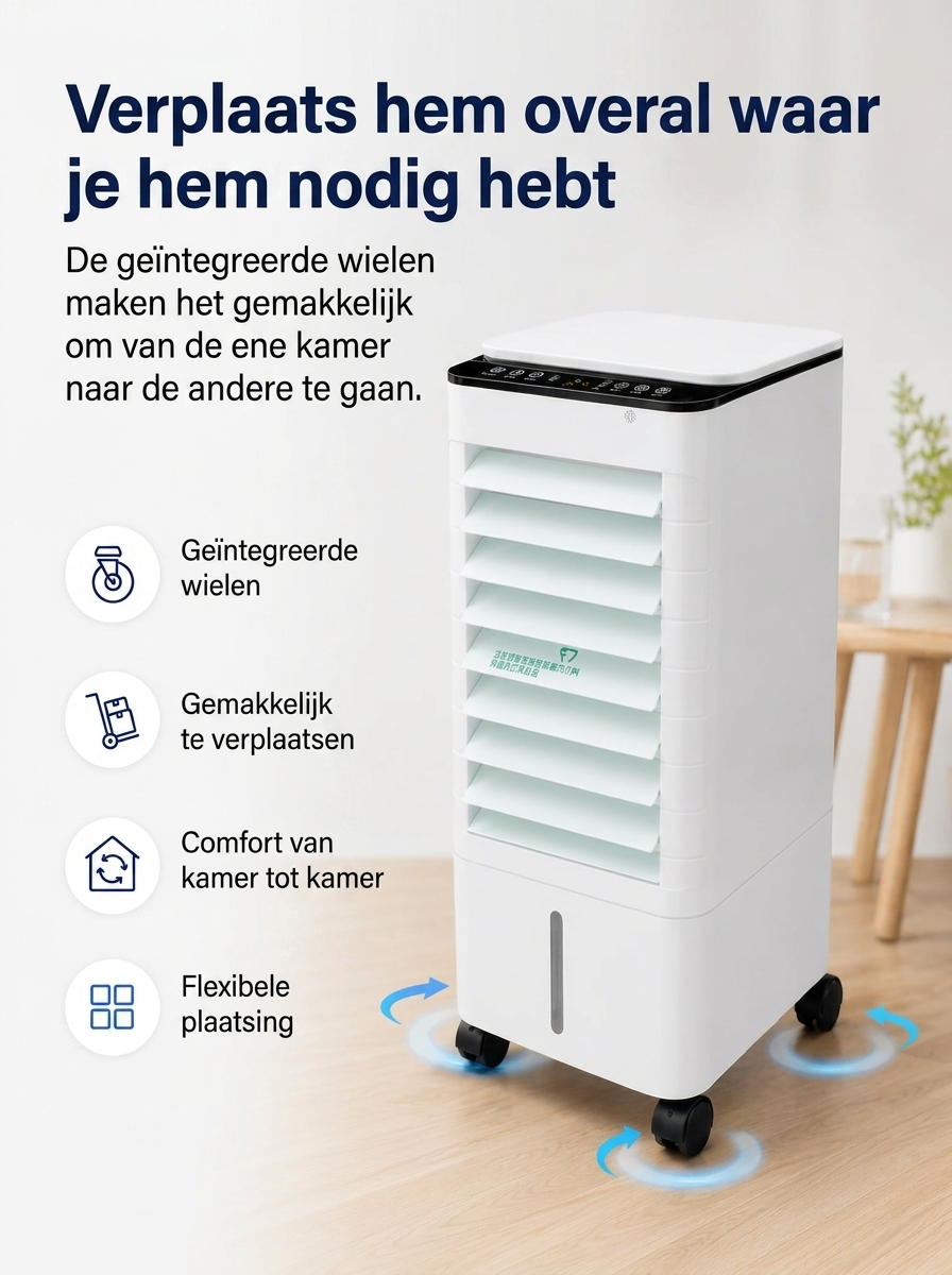 Draagbare Mobiele Aircooler 3-in-1 met 7L Watertank en Afstandsbediening – Energiezuinige Luchtbevochtiger met Timer voor Thuis en Kantoor | Sansoti