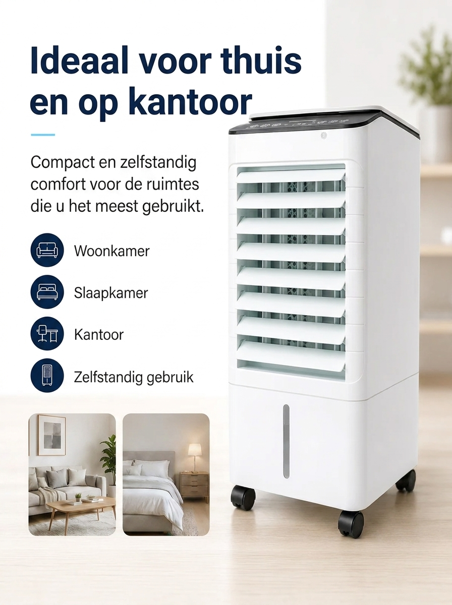Draagbare Mobiele Aircooler 3-in-1 met 7L Watertank en Afstandsbediening – Energiezuinige Luchtbevochtiger met Timer voor Thuis en Kantoor | Sansoti