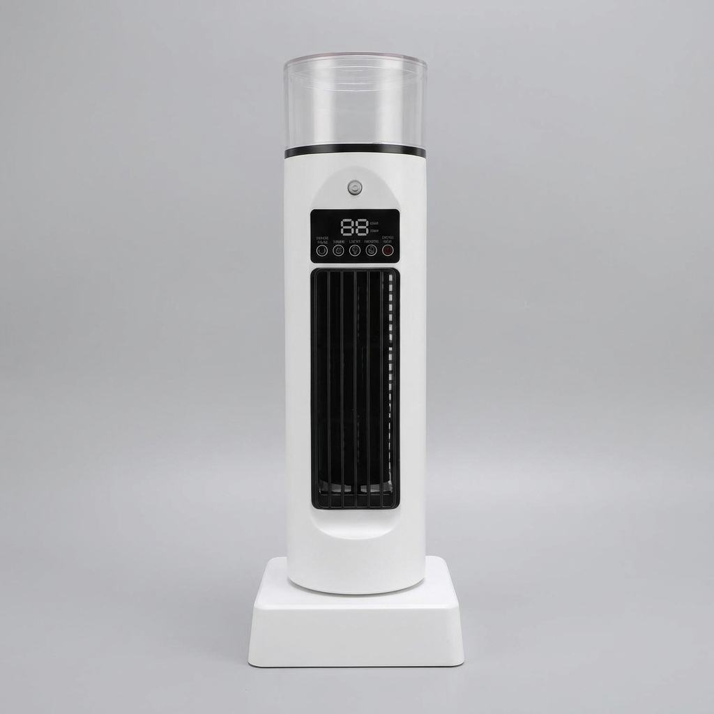 Compacte Bureaukoeler met Luchtbevochtiger 6 Snelheden USB-Ventilator Bladloos Torenmodel LED Kantoor | Sansoti