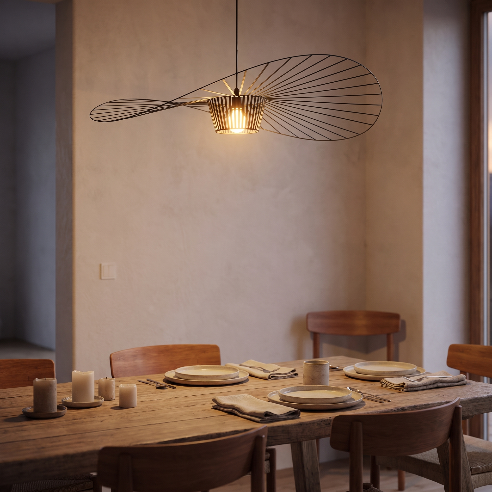 Eettafel hanglamp metaal kapvorm 150cm verstelbaar