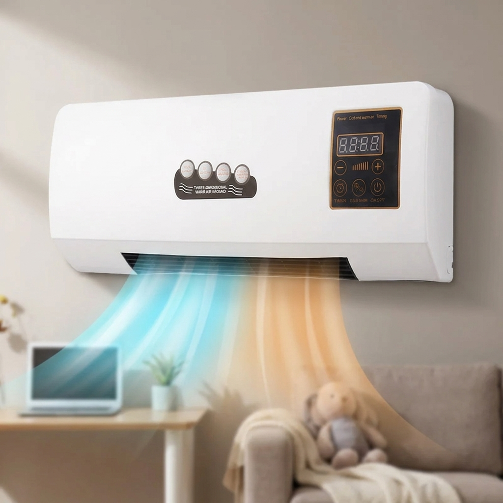 Klimaanlage Wandmontage 1800W 4-in-1 Klimaeinheit Kühlung Heizung Ventilator Entfeuchter LCD Fernbedienung 10m Timer 23dB Schlafzimmer Büro | Sansoti