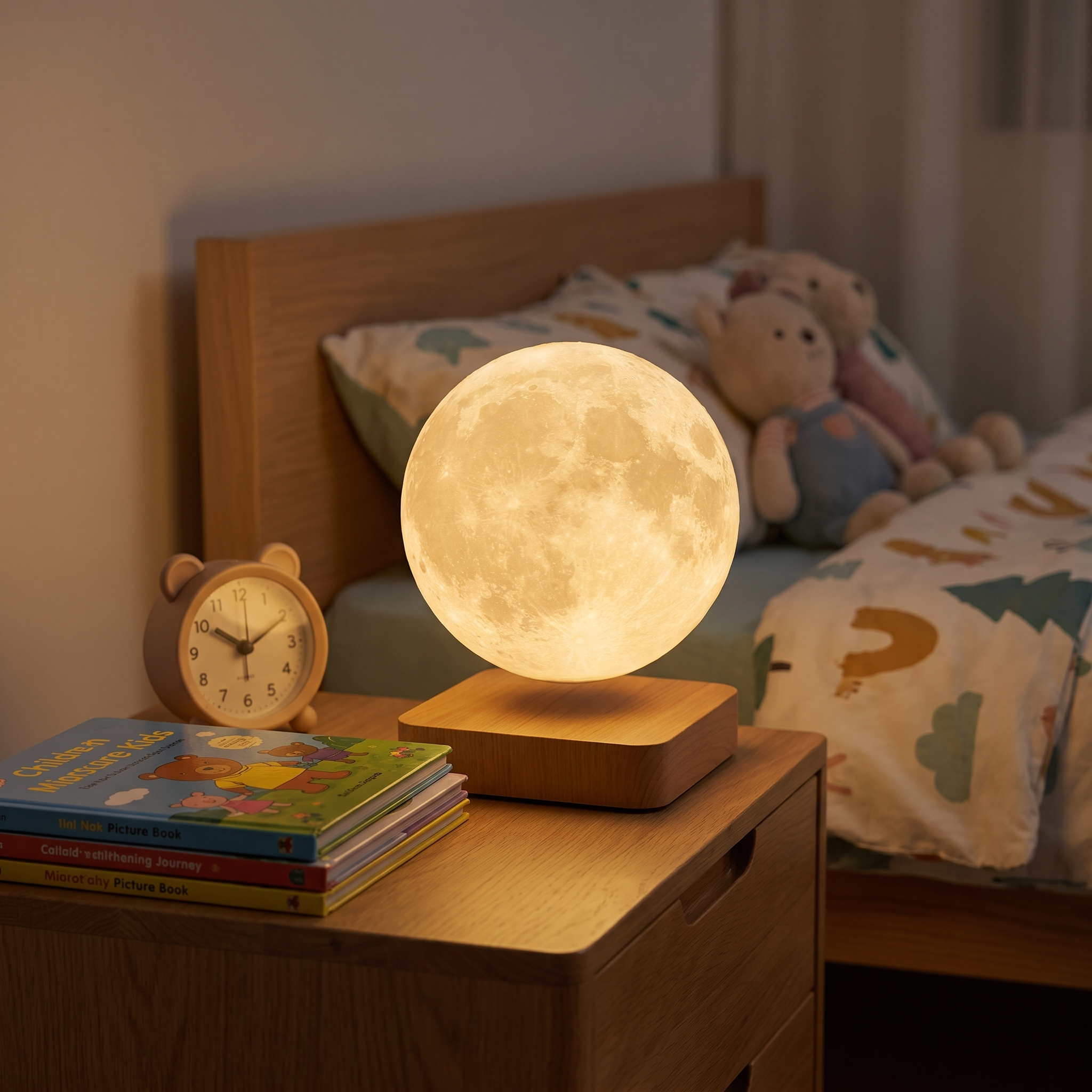 Zwevende maanlamp als nachtlamp in kinderkamer