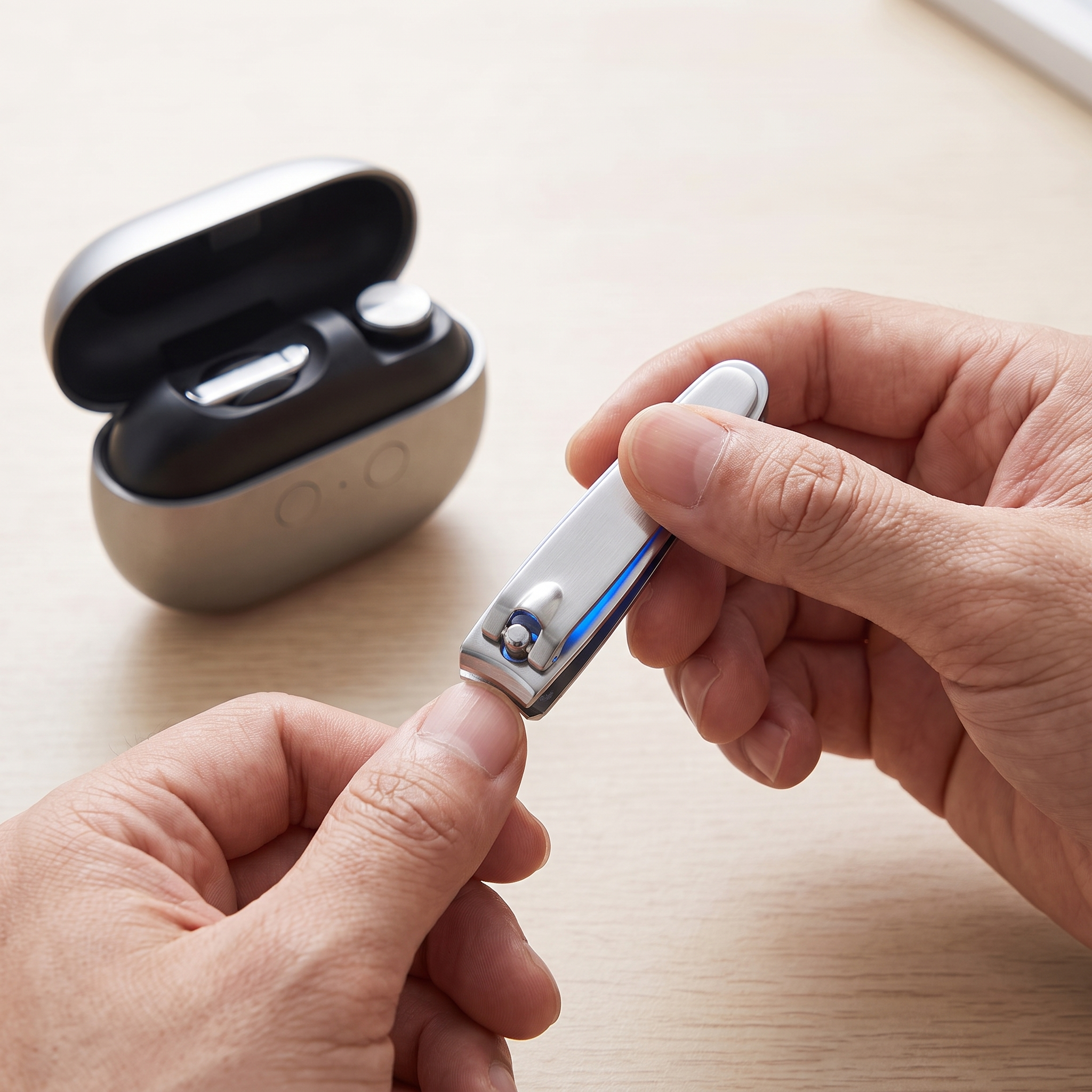 Nagelknipper van chirurgisch staal in de hand