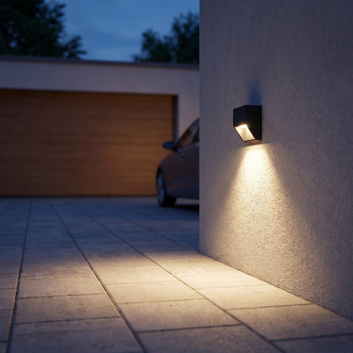 Opritverlichting LED buiten op garagemuur boven oprit