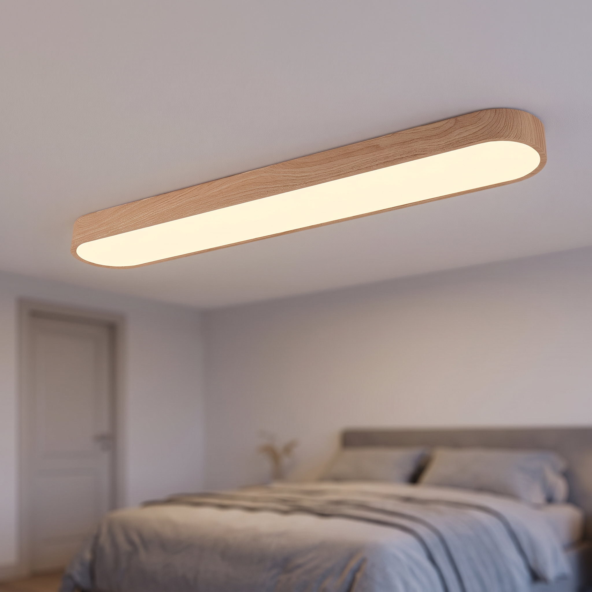 Ovale LED plafondlamp 65 cm in slaapkamer
