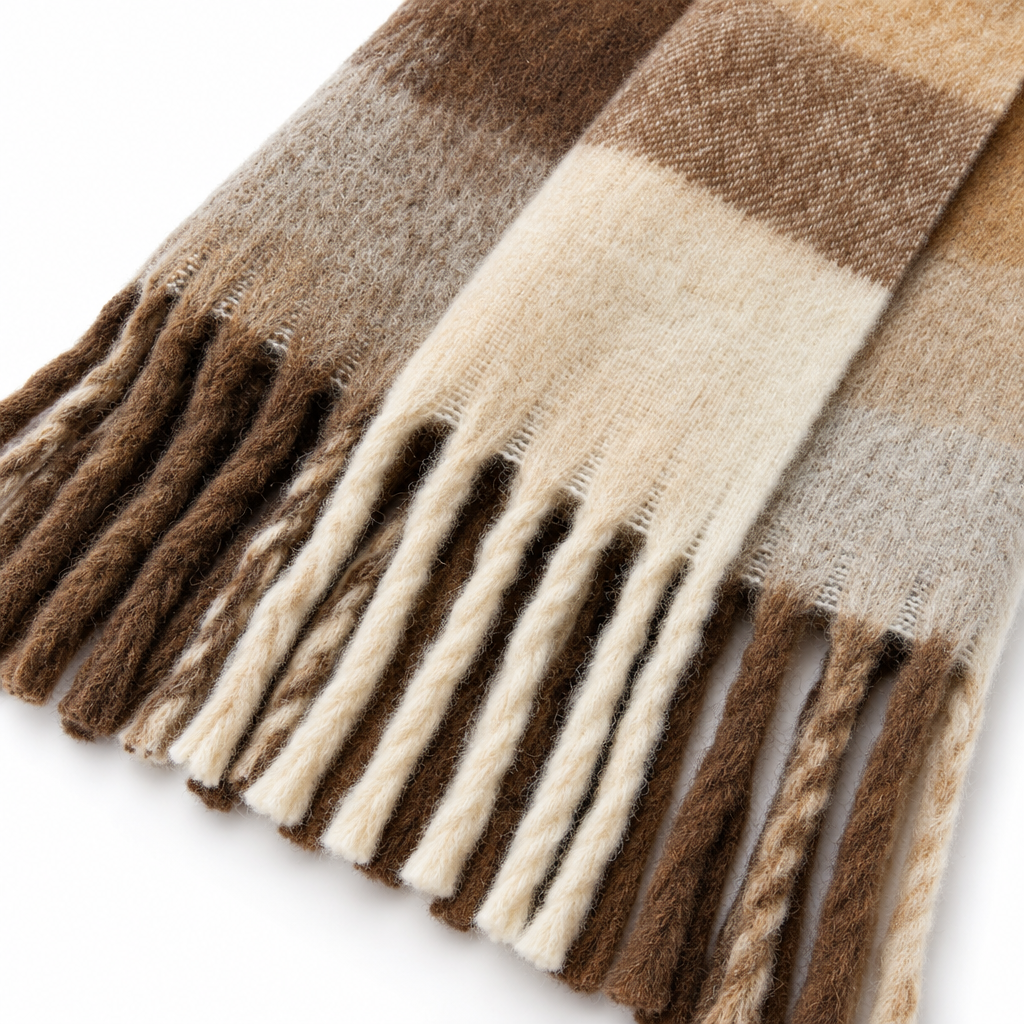 Gradient Winter Scarf Large Size Thickly Woven Warm Wrap with Fringes Soft Scarf for Women 7 Colors | Sansoti