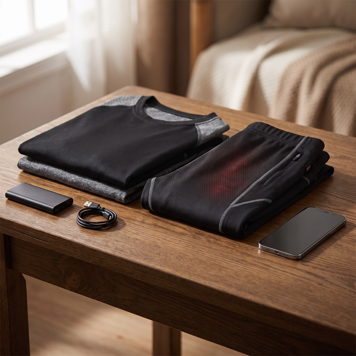 Verwarmd ondergoed USB oplaadbaar met powerbank