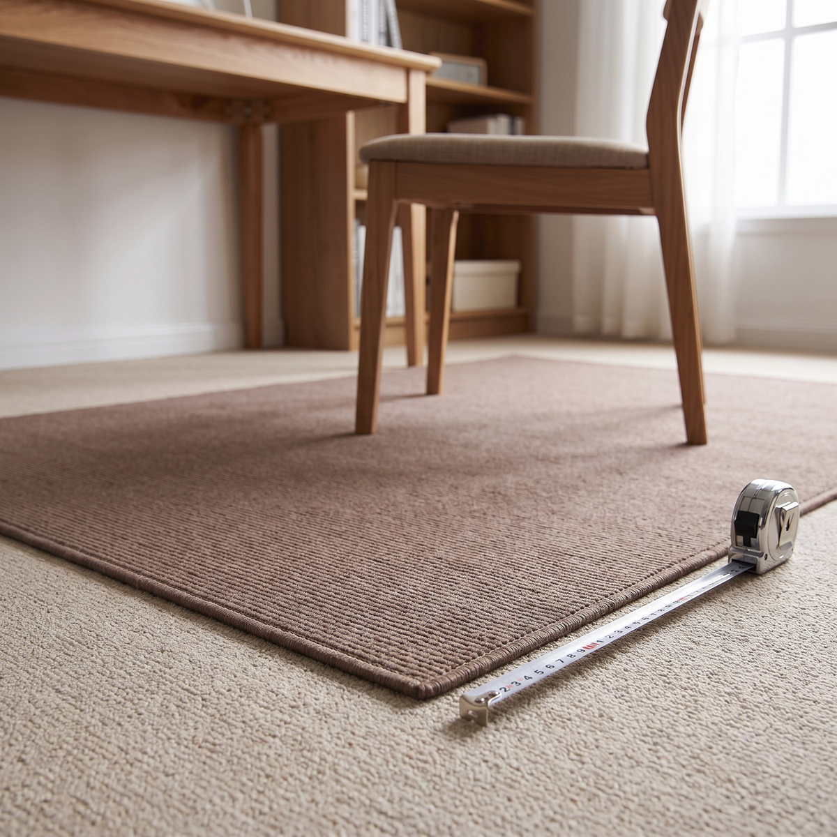 Bureaustoelmat 90 x 120 cm op tapijt in studeerkamer