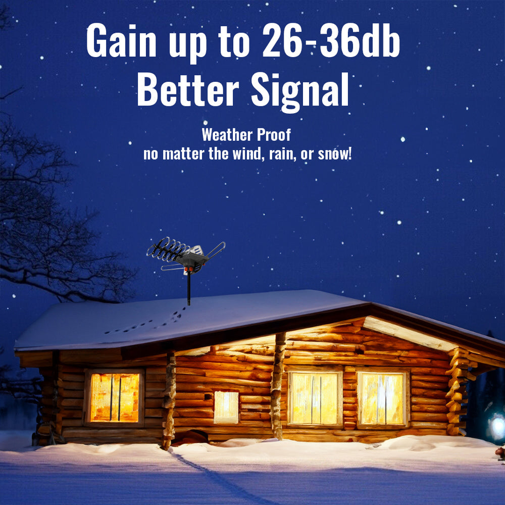 Digitale Außenantenne 4K UHF VHF 360°-Empfang HD-TV-Signalverstärker Outdoor-Antenne mit 10-m-Kabel DVB-T2 | Sansoti