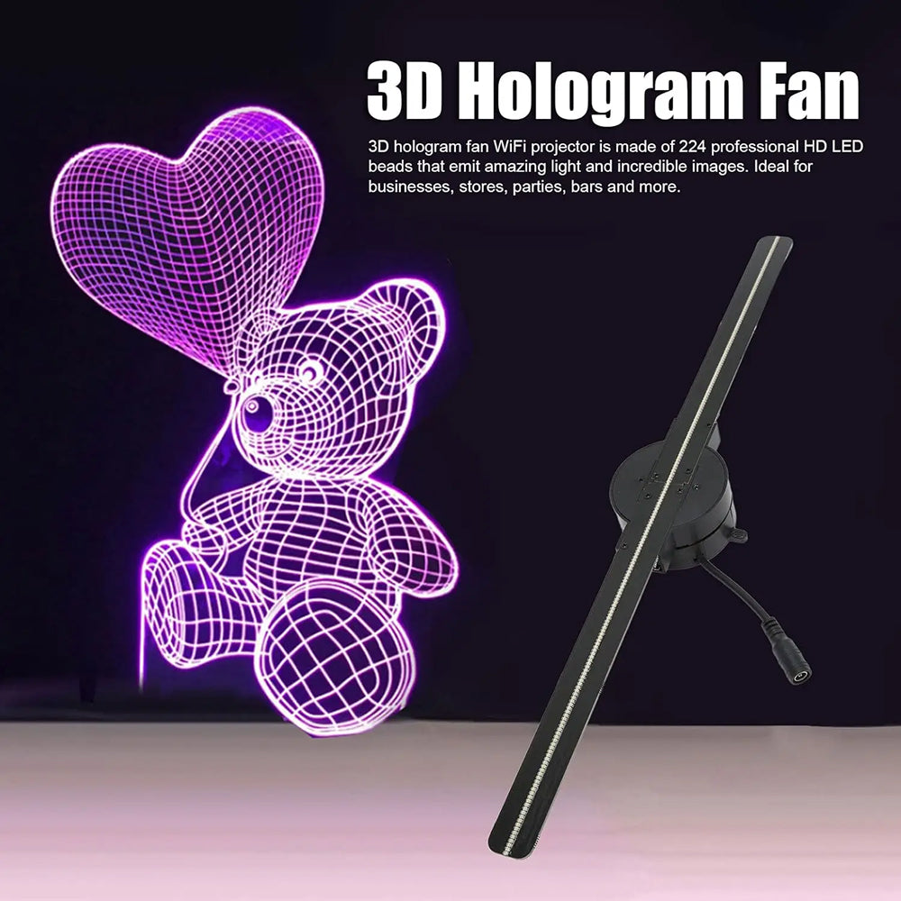 Ventilateur holographique 3D avec écran LED, angle de vision de 176°, commande par application, projection sans fil, écran publicitaire promotionnel | Sansoti