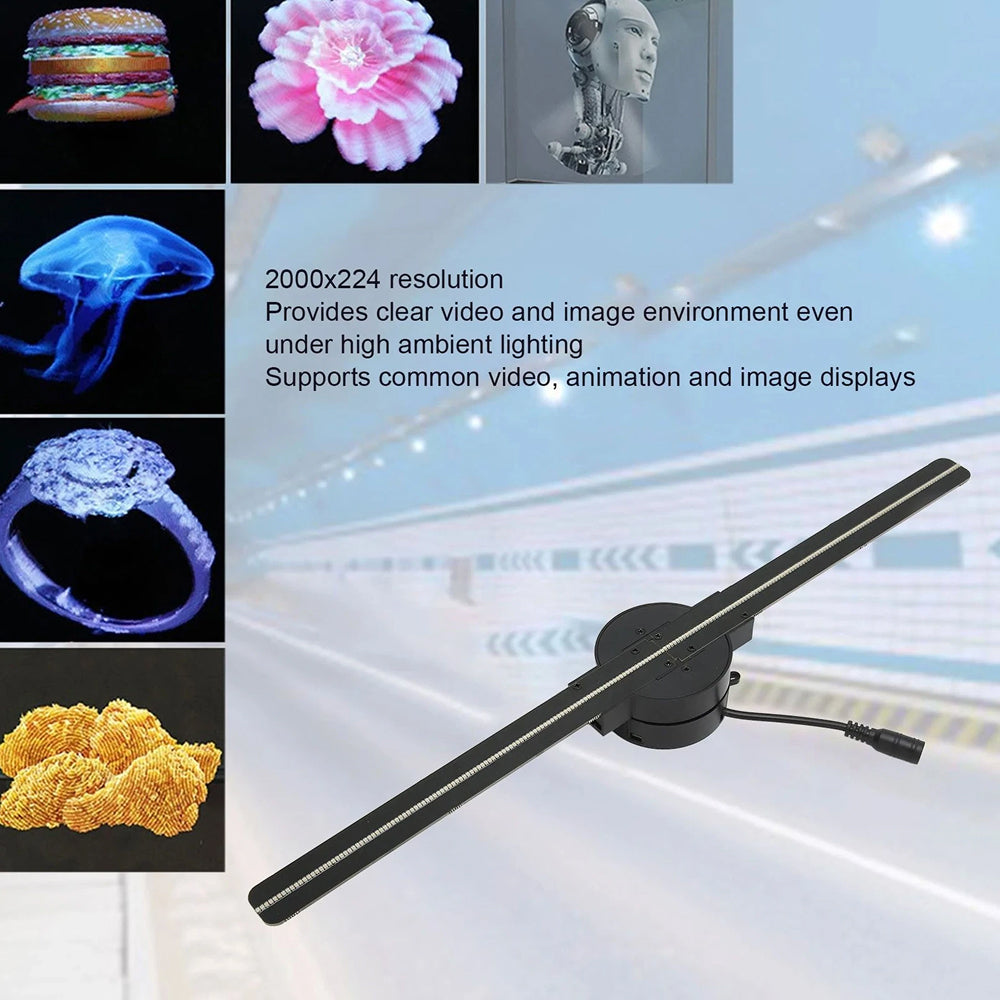 Ventilateur holographique 3D avec écran LED, angle de vision de 176°, commande par application, projection sans fil, écran publicitaire promotionnel | Sansoti