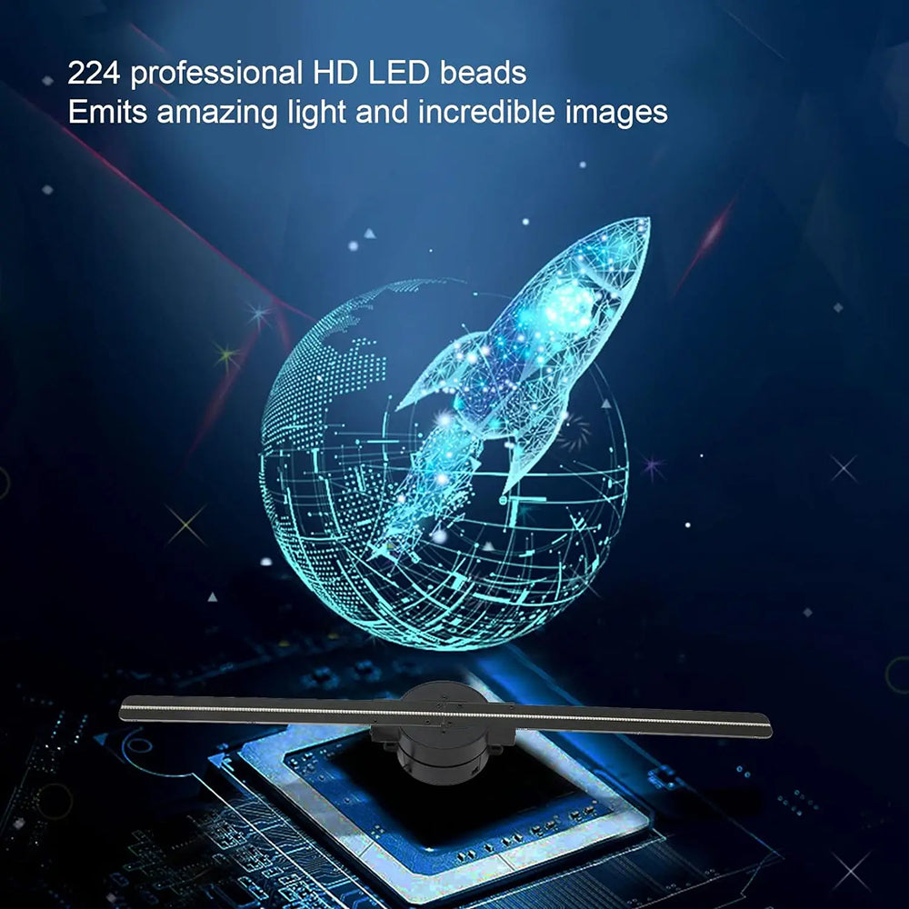 Ventilateur holographique 3D avec écran LED, angle de vision de 176°, commande par application, projection sans fil, écran publicitaire promotionnel | Sansoti