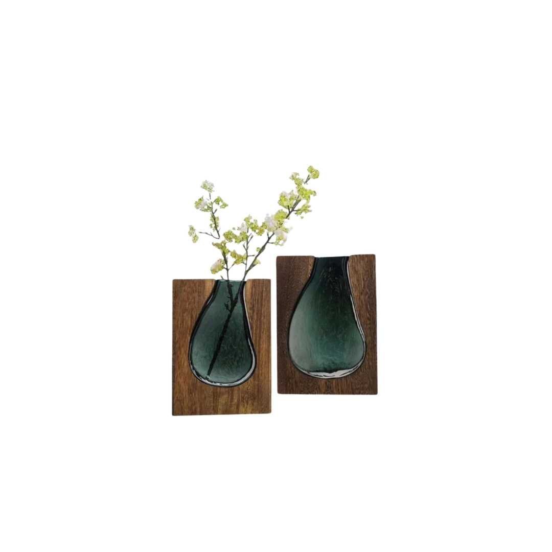 Vase en bois avec insert en verre pour fleurs et décoration intérieure | Restfield