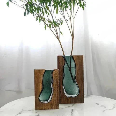 Vase en bois avec insert en verre pour fleurs et décoration intérieure | Restfield