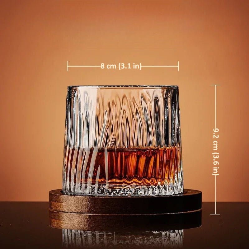 Kristall-Whiskygläser mit rundem Boden und Holzuntersetzer | Restfield