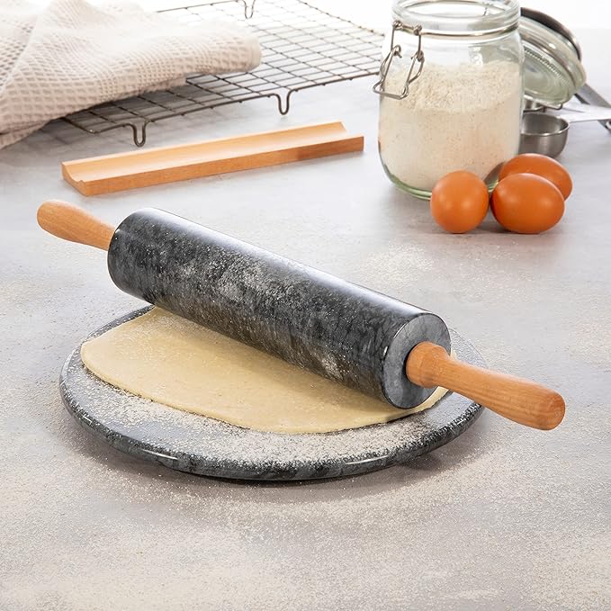 Marmor-Nudelholz mit Holzgriffen für Backen und Patisserie | Restfield